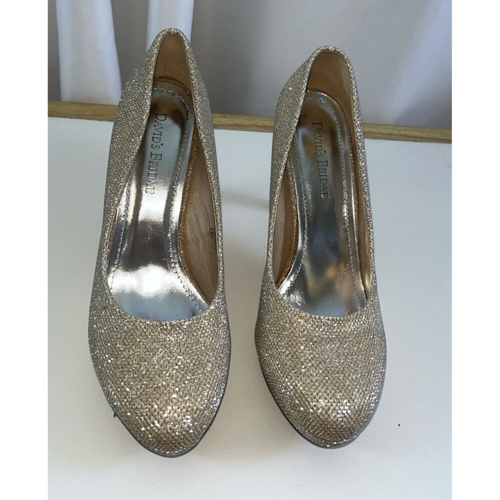 Davis Bridal Women’s Robbin23 Glitter Mesh Platform Pumps High Hells Size 8